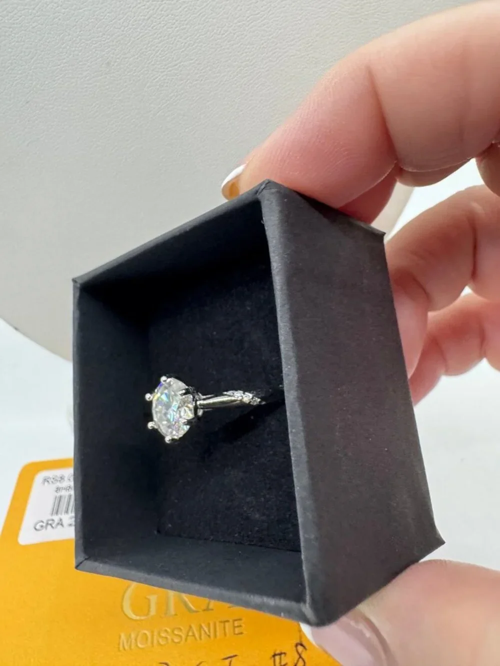 GRA Certified Moissanite 2Ct Ring Size 8 Solitaire 925 Stamped Sterling Silver B